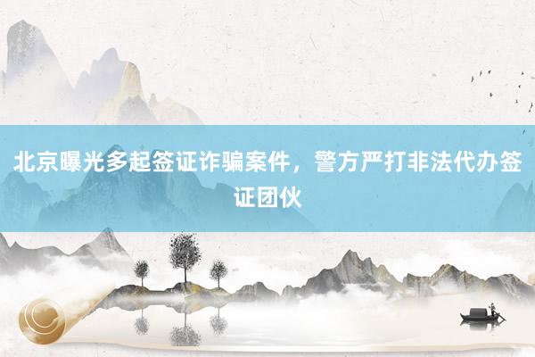 北京曝光多起签证诈骗案件，警方严打非法代办签证团伙